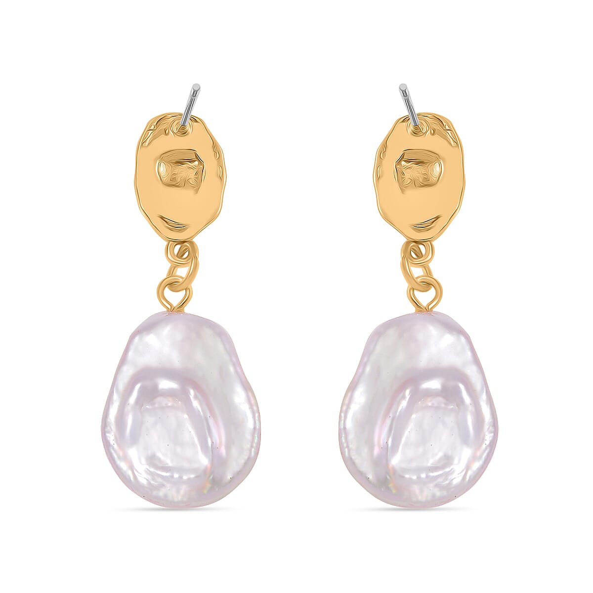 White Keshi Pearl Push Back Earring