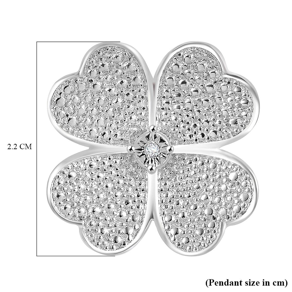 Designer Closeout Deal - Natural Diamond Floral Pendant in White Tone