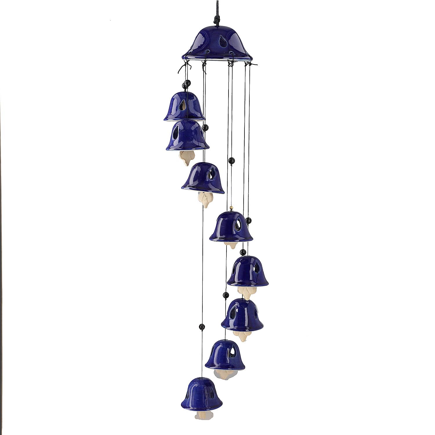 Navy Blue Ceramic Hanging 8 bells Wind Chime