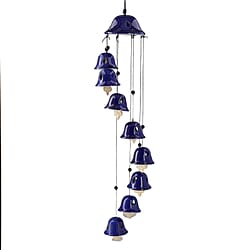 Decorative Ceramic Hanging Bell Wind Chimes - Blue
