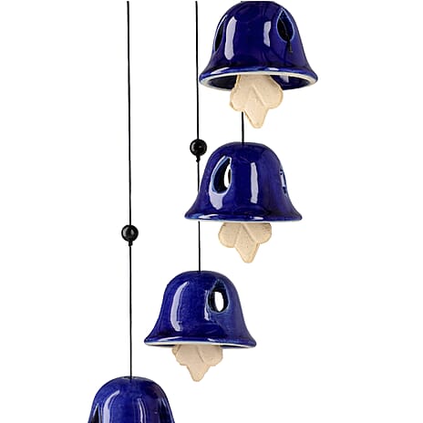 Navy Blue Ceramic Hanging 8 bells Wind Chime in Gift Box