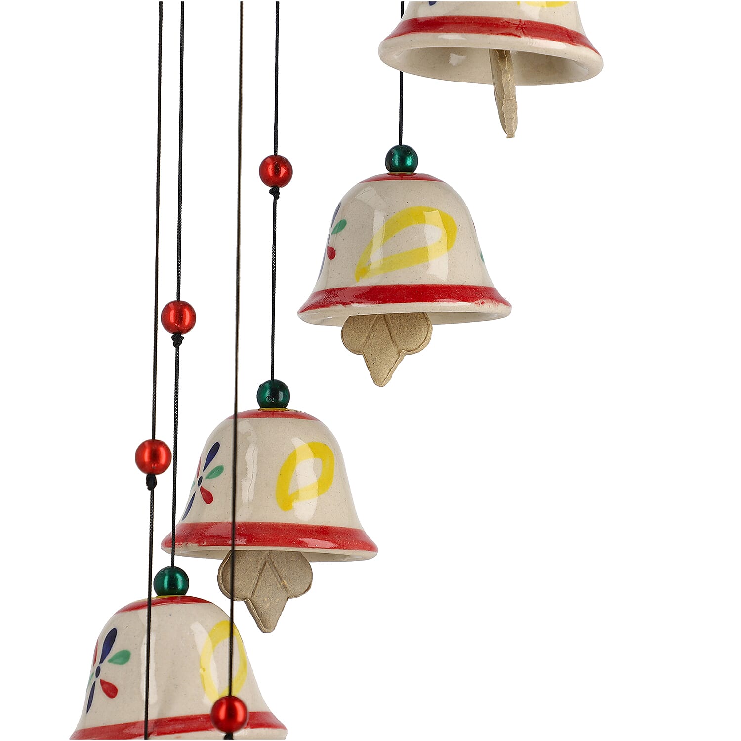 Floral Printed Ceramic Hanging 8 bells Wind Chime