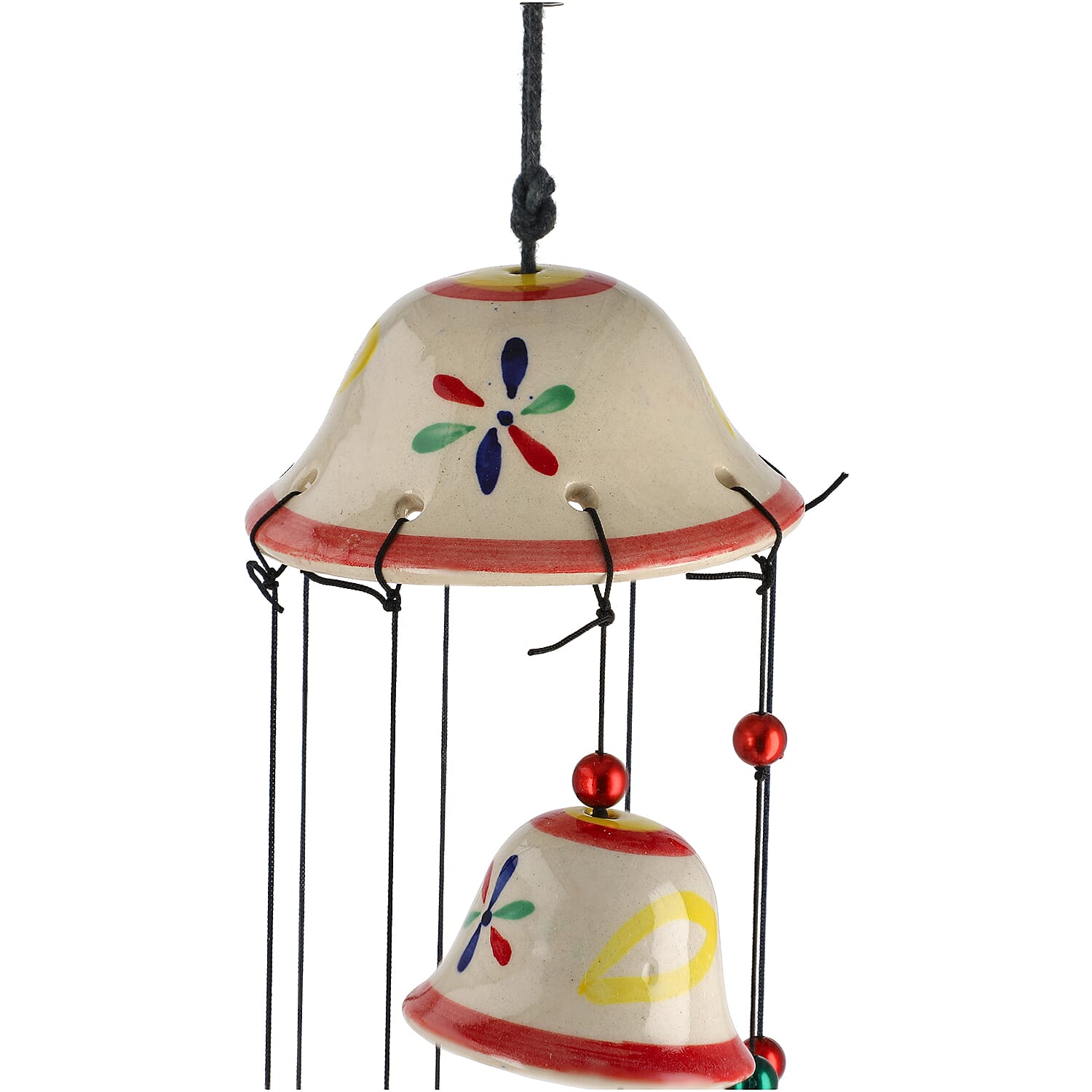 Floral Printed Ceramic Hanging 8 bells Wind Chime