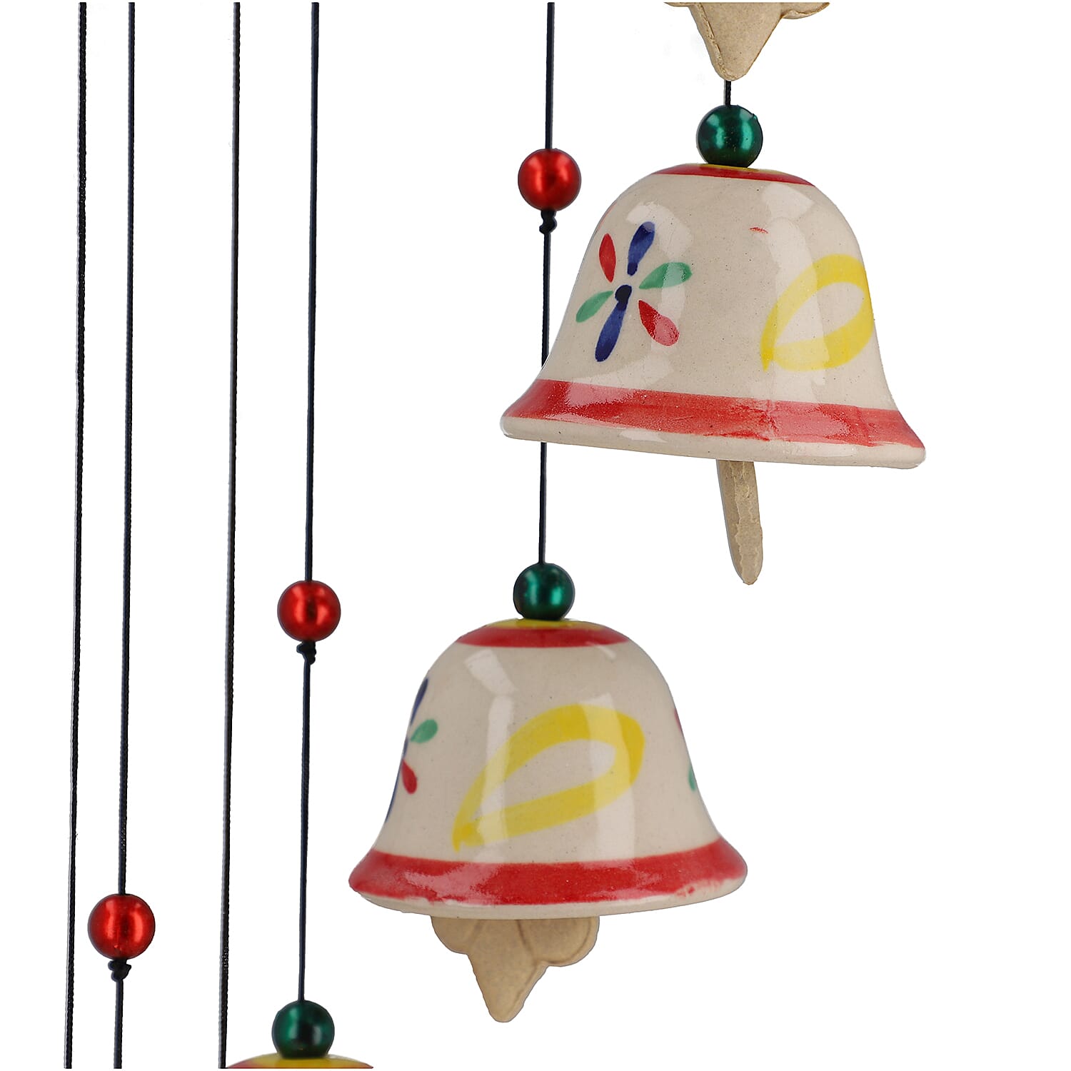 Floral Printed Ceramic Hanging 8 bells Wind Chime