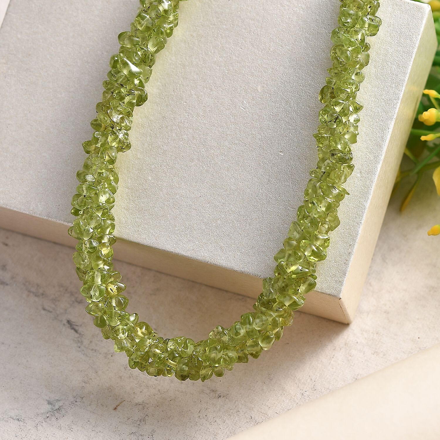 Peridot Necklace (Size - 20) in Platinum Overlay Sterling Silver 198.0 Ct.