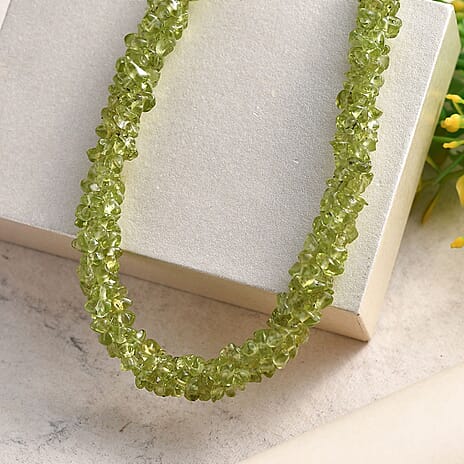 Peridot Necklace (Size - 20) in Platinum Overlay Sterling Silver 198.0 Ct.