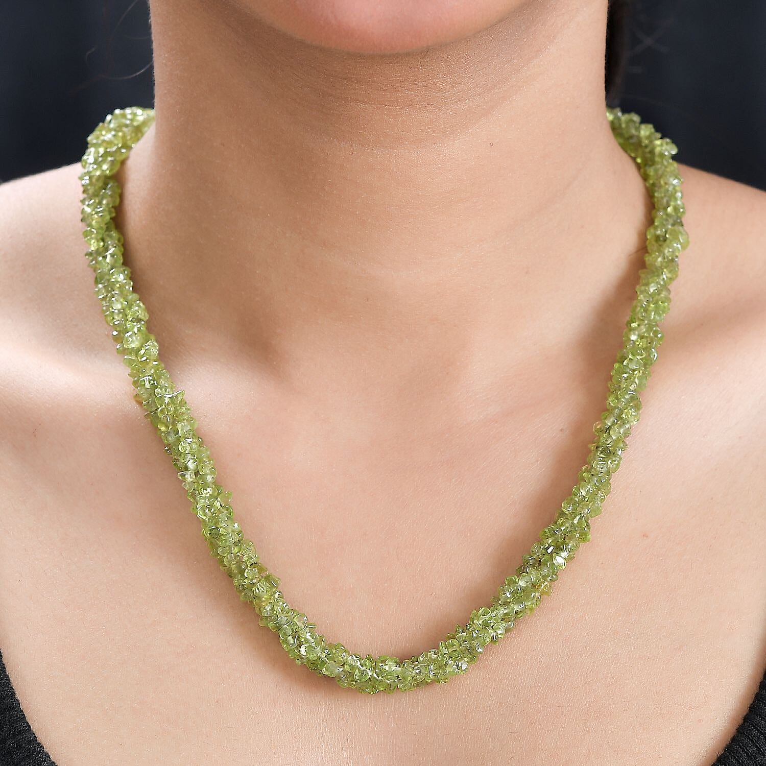 Peridot Necklace (Size - 20) in Platinum Overlay Sterling Silver 198.0 Ct.