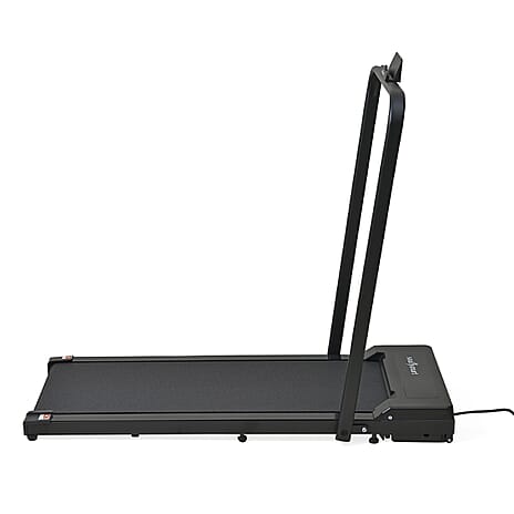 Soulsmart Folding Treadmill with Handle and Remote Control - Electric Walking Pad with LED Display, Bluetooth Speaker - 6km-h Max Speed - Black