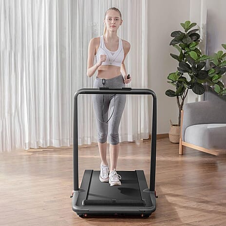 Soulsmart Folding Treadmill with Handle and Remote Control - Electric Walking Pad with LED Display, Bluetooth Speaker - 6km-h Max Speed - Black