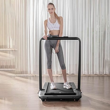 Soulsmart Folding Treadmill with Handle and Remote Control - Electric Walking Pad with LED Display, Bluetooth Speaker - 6km-h Max Speed - Black