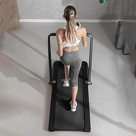 Soulsmart Folding Treadmill with Handle and Remote Control - Electric Walking Pad with LED Display, Bluetooth Speaker - 6km-h Max Speed - Black