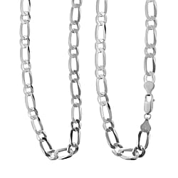Figaro Necklace (Size - 22) with Lobster Clasp in Sterling Silver