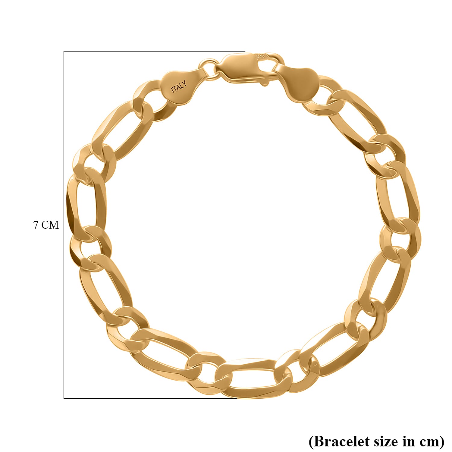 Bracelet (Size - 7.5) with Lobster Clasp in Yellow Gold Plated Sterling Silver