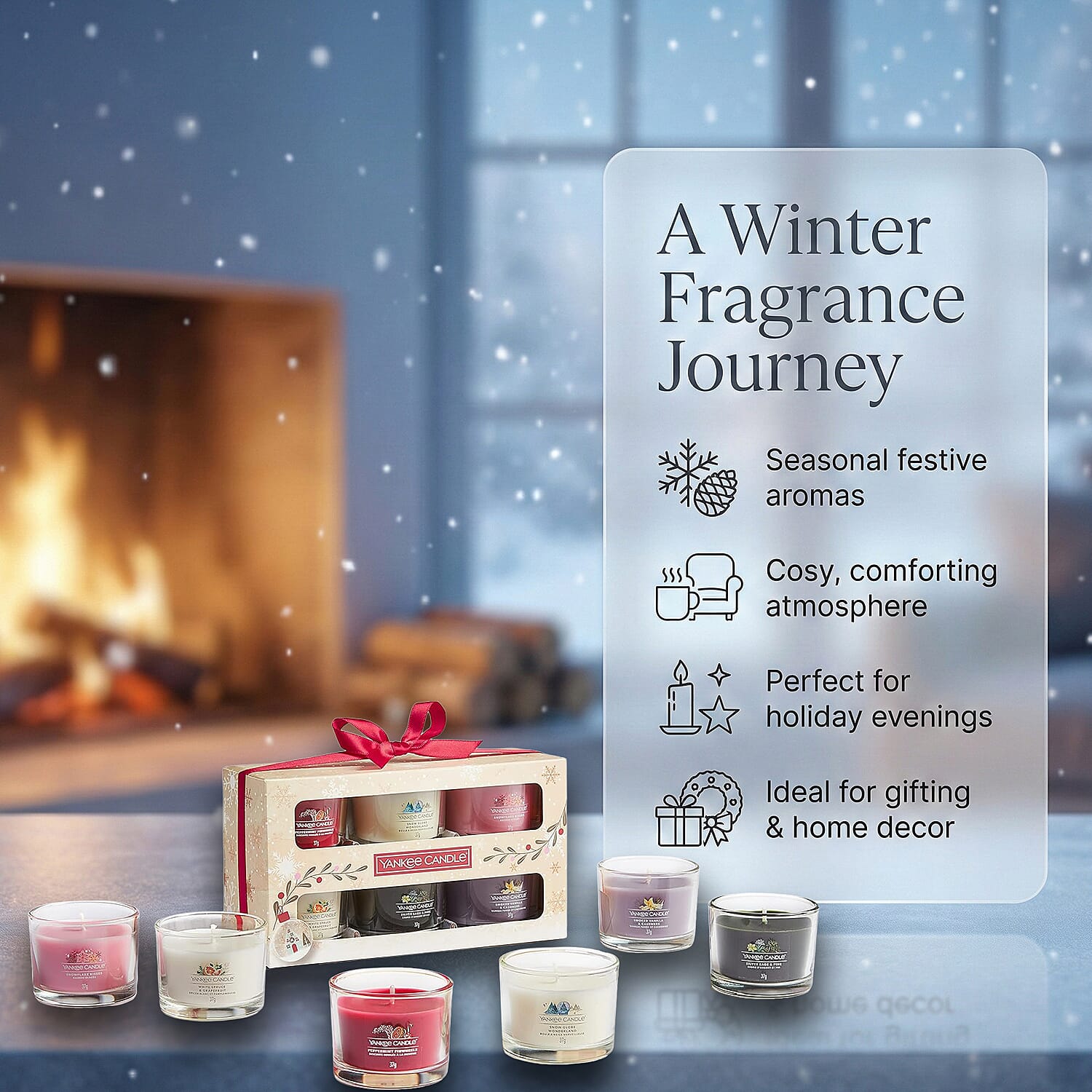 Yankee Candle Gift Set | 6 Scented Filled Votive Candles | Snow Globe Wonderland Collection