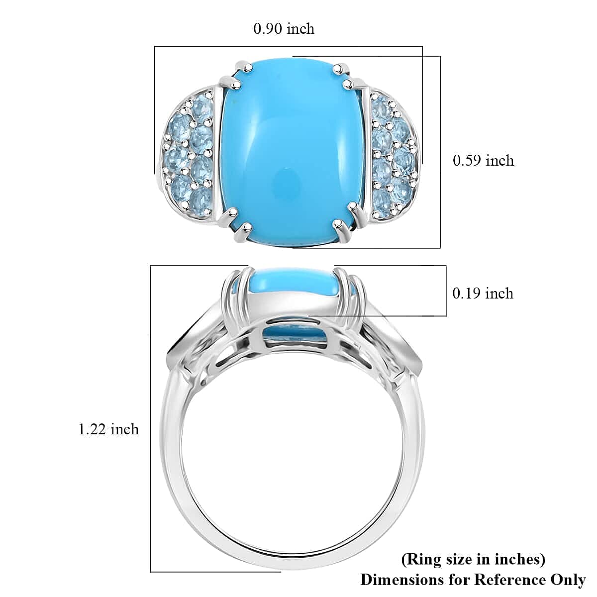 Luxoro  10K White Gold  AAA   Sleeping Beauty Turquoise ,  Santamaria Aquamarine  Ring 8.50 pc,  Gold Wt. 5.31 Gms  8.500  Ct.