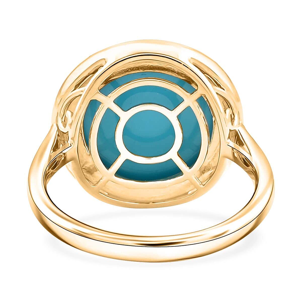Luxoro  10K Yellow Gold  AAA   Sleeping Beauty Turquoise ,  White Diamond  I2 Ring 8.65 pc,  Gold Wt. 4.3 Gms  8.650  Ct.