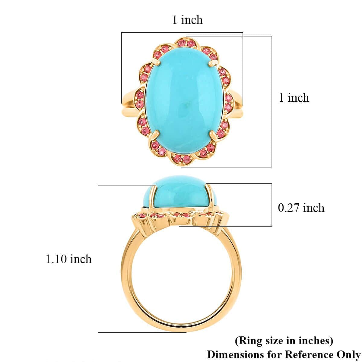 Luxoro  10K Yellow Gold  AAA   Sleeping Beauty Turquoise ,  White Diamond  I2 Ring 9.75 pc,  Gold Wt. 6.15 Gms  9.750  Ct.
