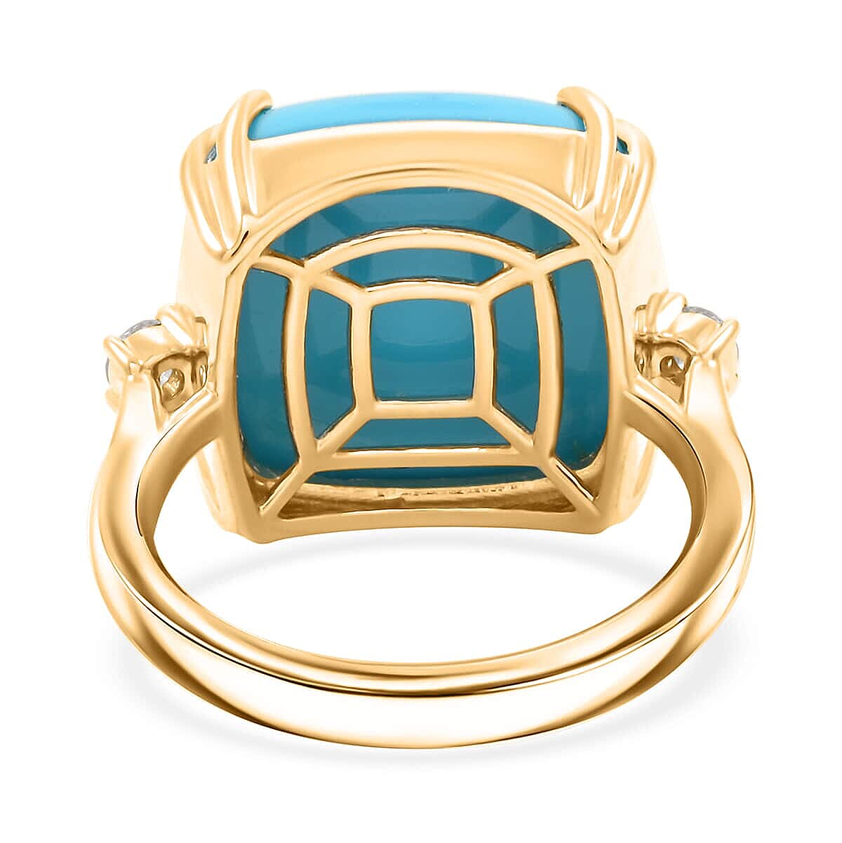 Luxoro  10K Yellow Gold  AAA   Sleeping Beauty Turquoise ,  White Diamond  I2 Ring 10.65 pc,  Gold Wt. 4.6 Gms  10.650  Ct.