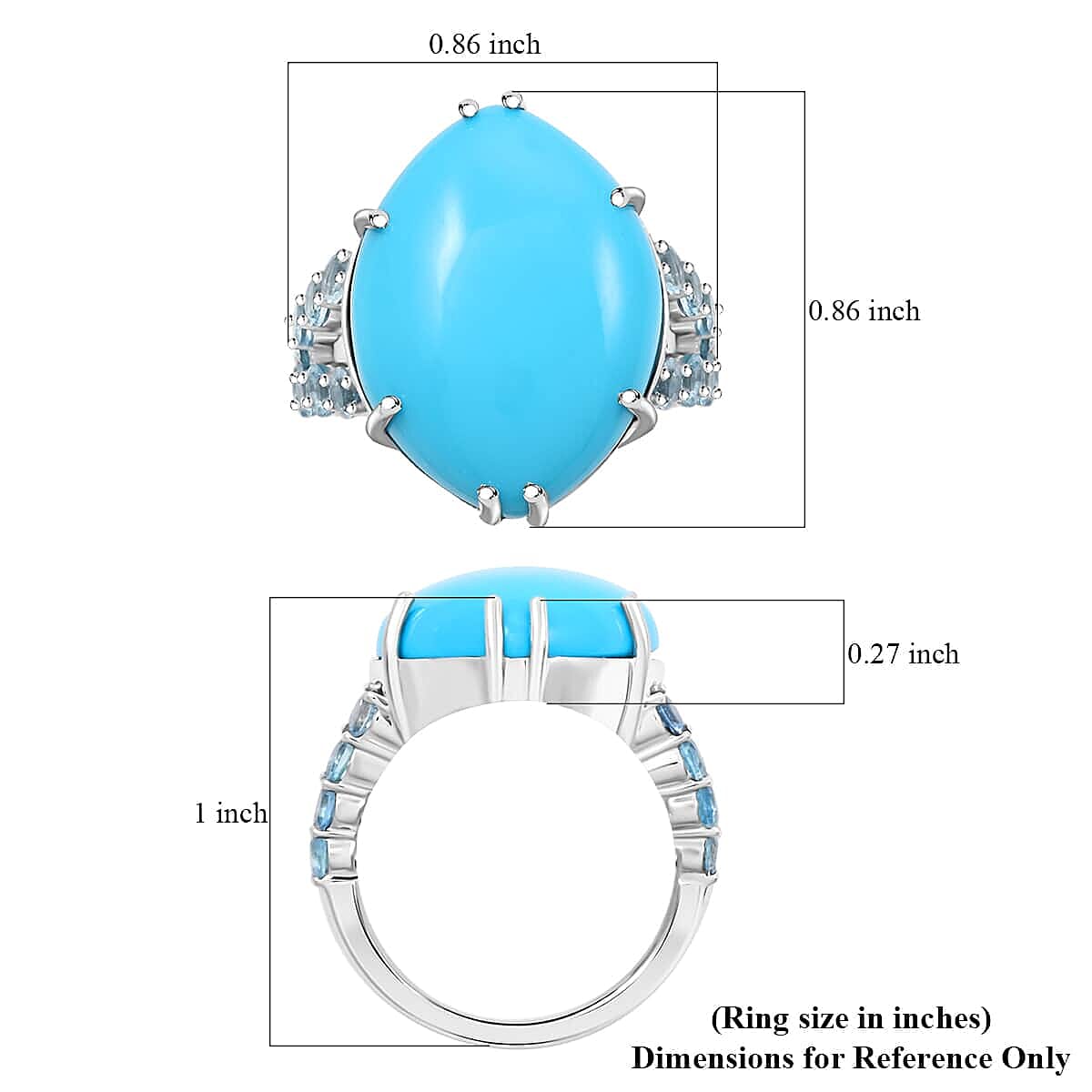 Luxoro  10K White Gold  AAA   Sleeping Beauty Turquoise ,  Santamaria Aquamarine  Ring 11.55 pc,  Gold Wt. 5.1 Gms  11.550  Ct.