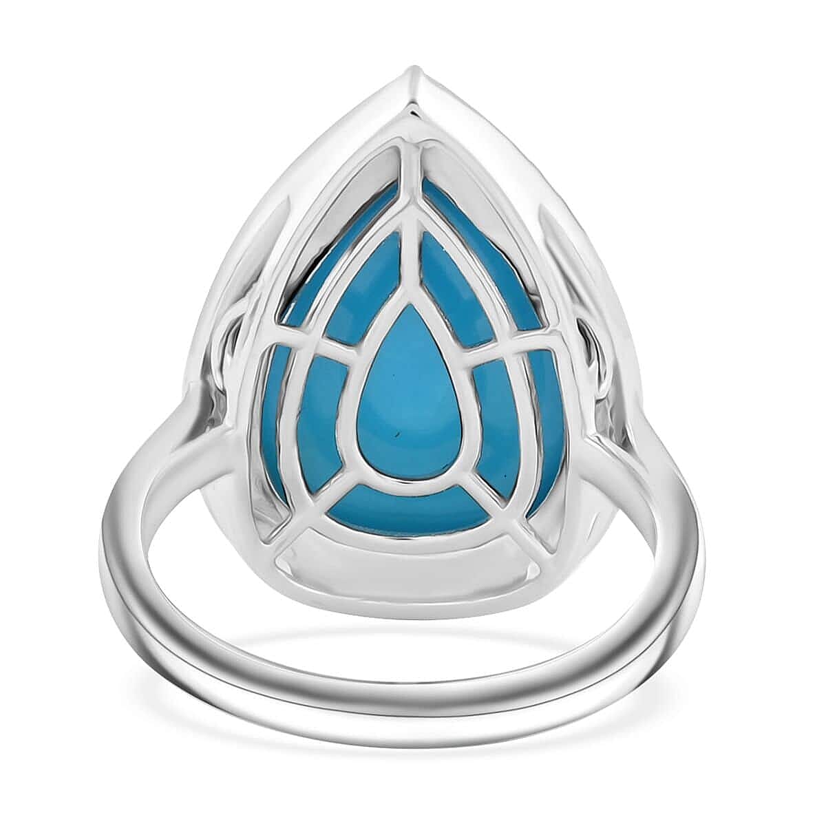 Luxoro  10K White Gold  AAA   Sleeping Beauty Turquoise ,  White Diamond  I2 Ring 8.35 pc,  Gold Wt. 4.43 Gms  8.350  Ct.