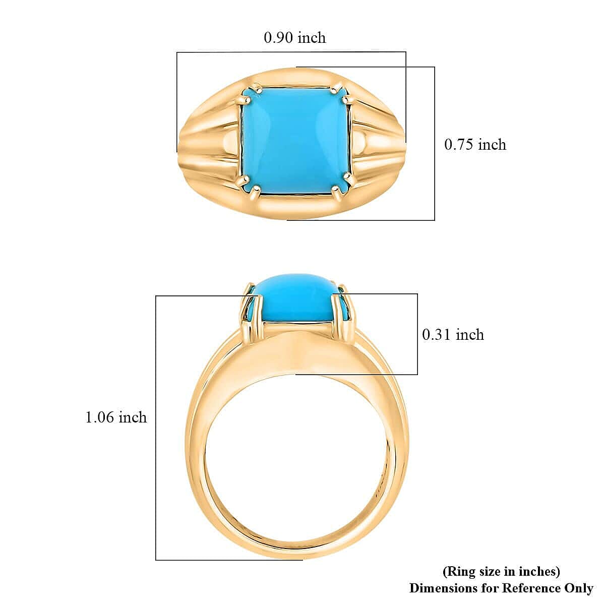 Luxoro AAA Sleeping Beauty Turquoise Mens Ring in 10K Gold Luxoro AAA Sleeping Beauty Turquoise Mens Ring in 10K Gold