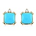 Appraised and Certified 3.5 Ct. Sleeping Beauty Turquoise, Diamond Stud Earrings in 10K Yellow Gold