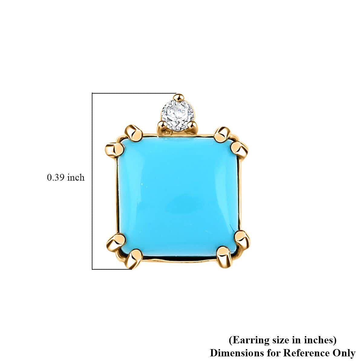 Luxoro  10K Yellow Gold  AAA   Sleeping Beauty Turquoise ,  White Diamond  I2 Earring 3.60 ct,  Gold Wt. 1.59 Gms  3.600  Ct.
