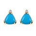 Appraised and Certified 3.5 Ct. Sleeping Beauty Turquoise, Diamond Stud Earrings in 10K Yellow Gold