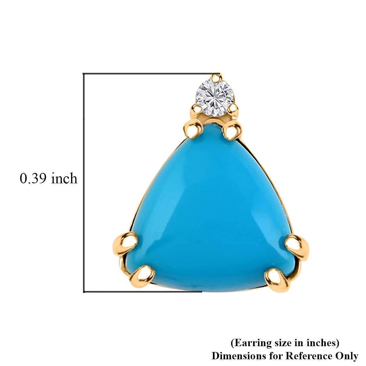 Luxoro  10K Yellow Gold  AAA   Sleeping Beauty Turquoise ,  White Diamond  I2 Earring 3.50 ct,  Gold Wt. 1.57 Gms  3.500  Ct.