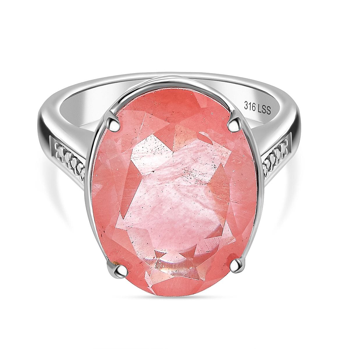 Cherry Quartz Ring in Silver Tone 6.25 Ct.