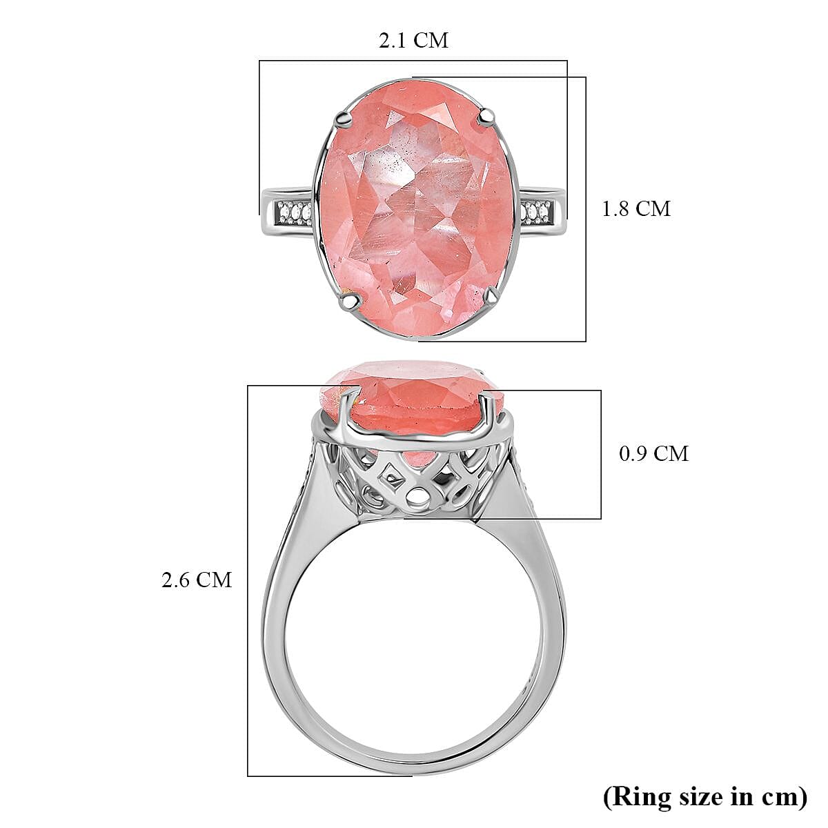 Cherry Quartz Ring in Silver Tone 6.25 Ct.