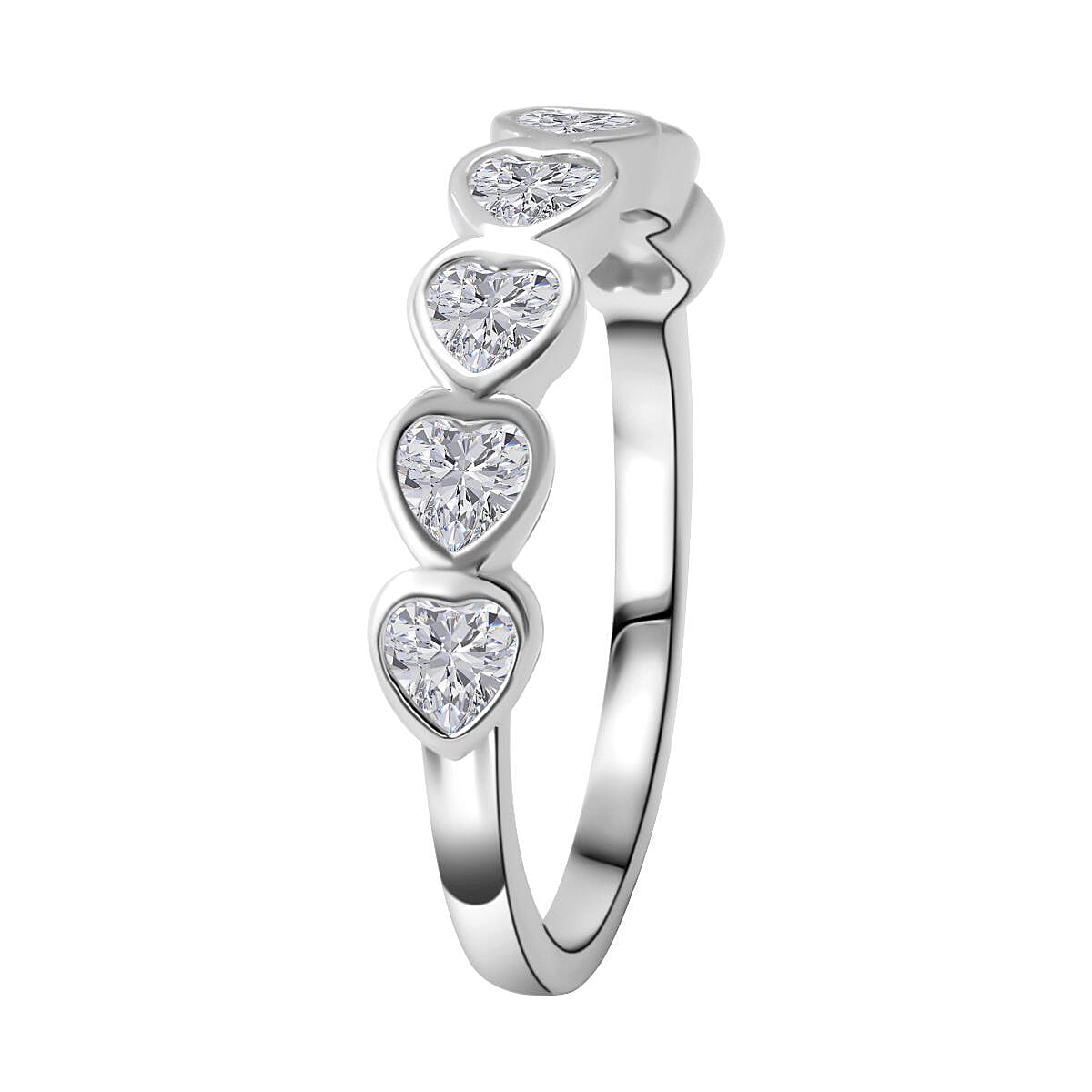White Cubic Zirconia Ring in Rhodium Overlay Sterling Silver