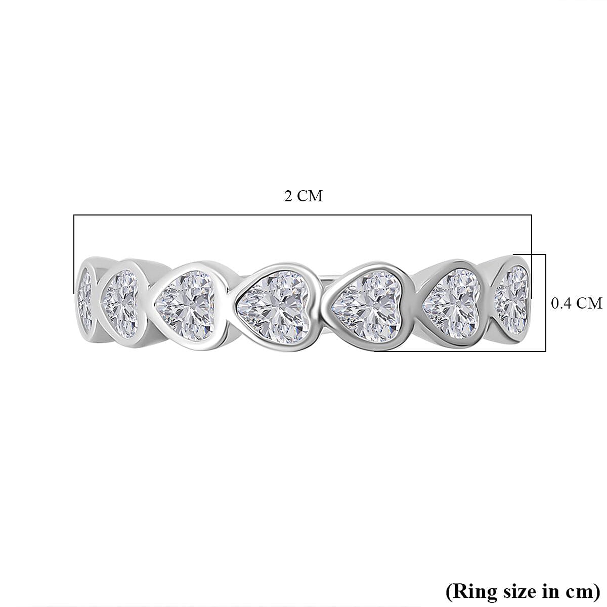 White Cubic Zirconia Ring in Rhodium Overlay Sterling Silver