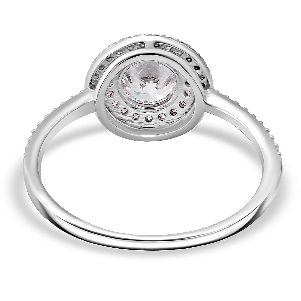 NY Closeout - White Cubic Zirconia, Pink Cubic Zirconia Ring in Rhodium & Rose Gold Overlay Sterling Silver 2.17 Ct