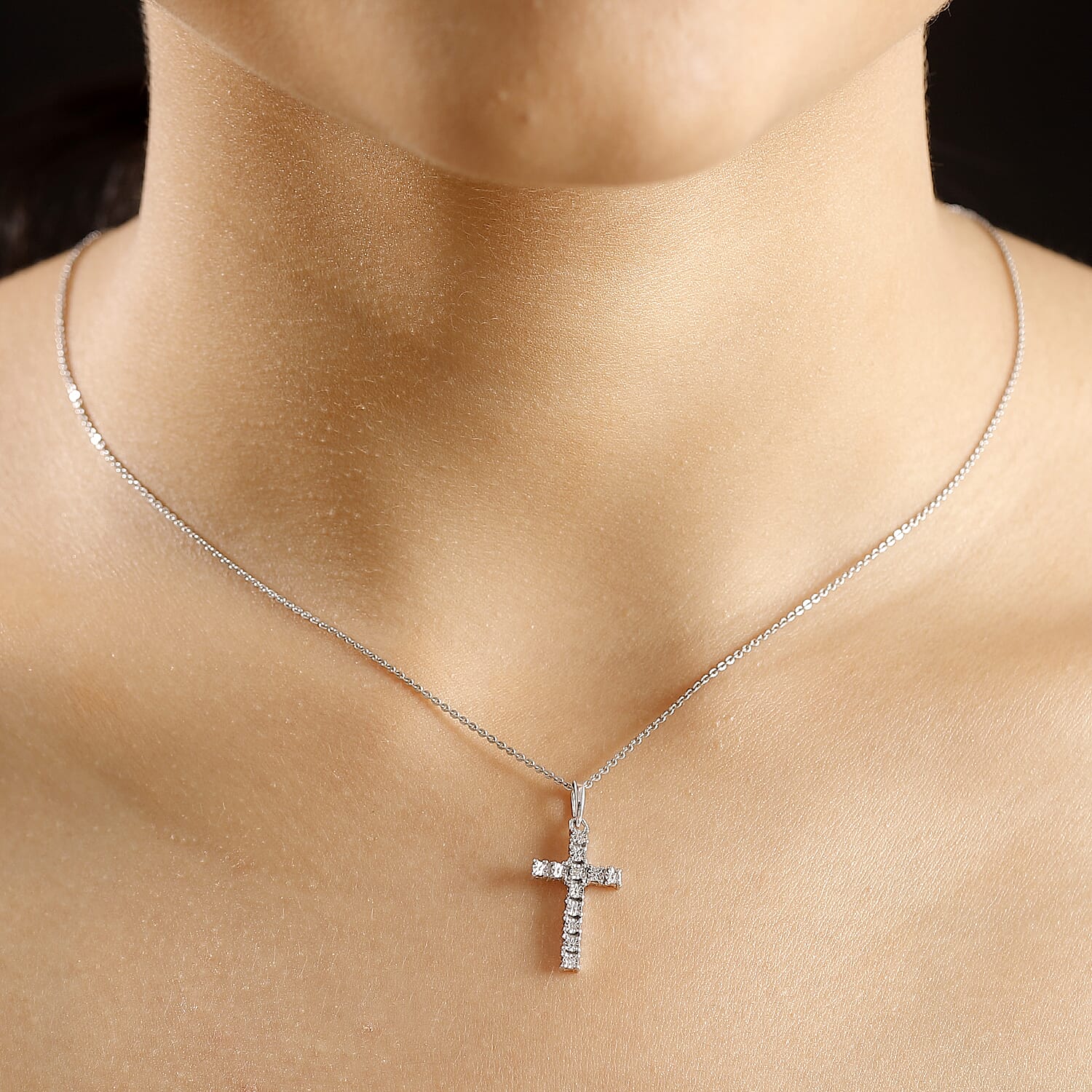 White Diamond Cross Pendant