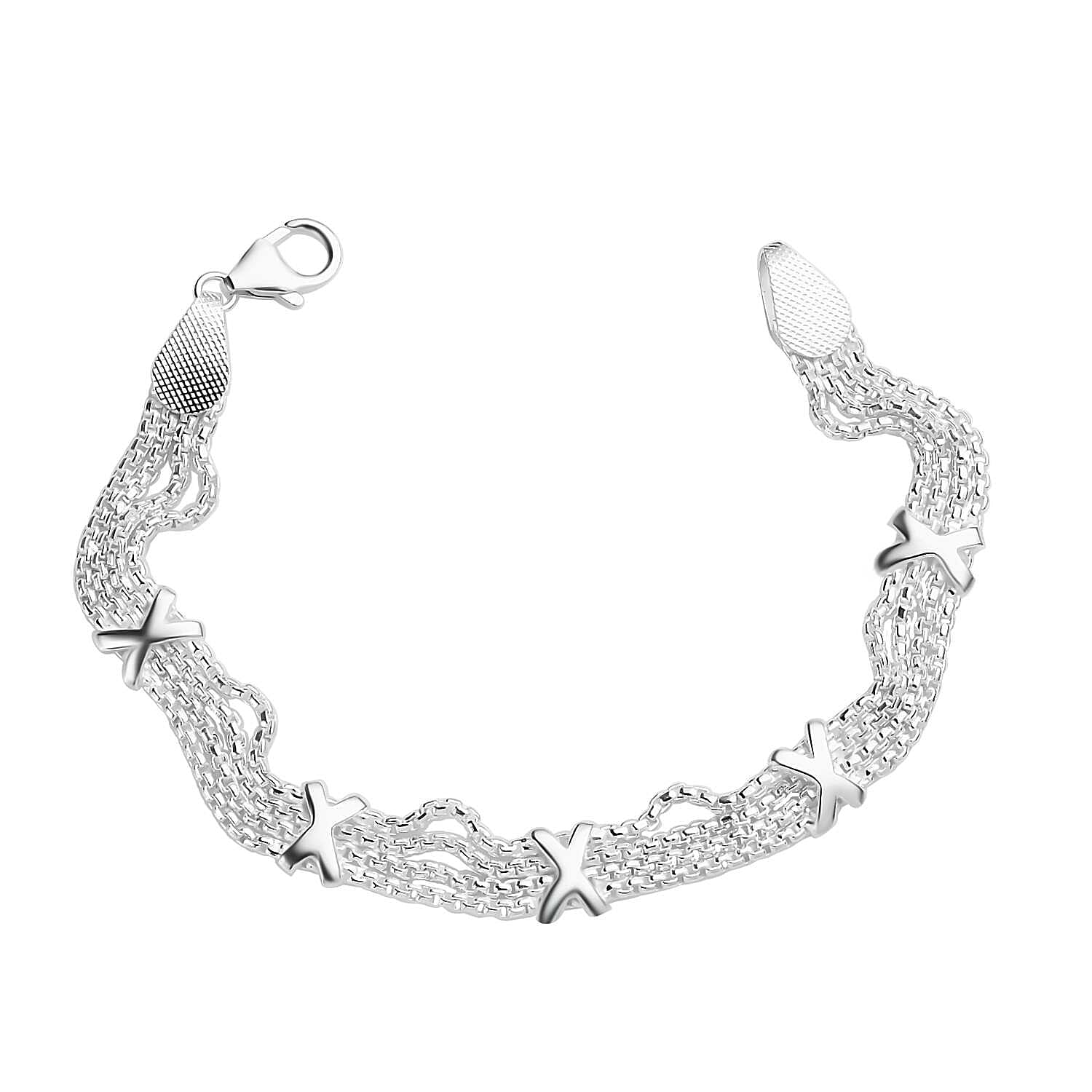 ONE TIME CLOSEOUT - Designer Inspiration - Sterling Silver Kiss Bracelet (Size - 7.5)