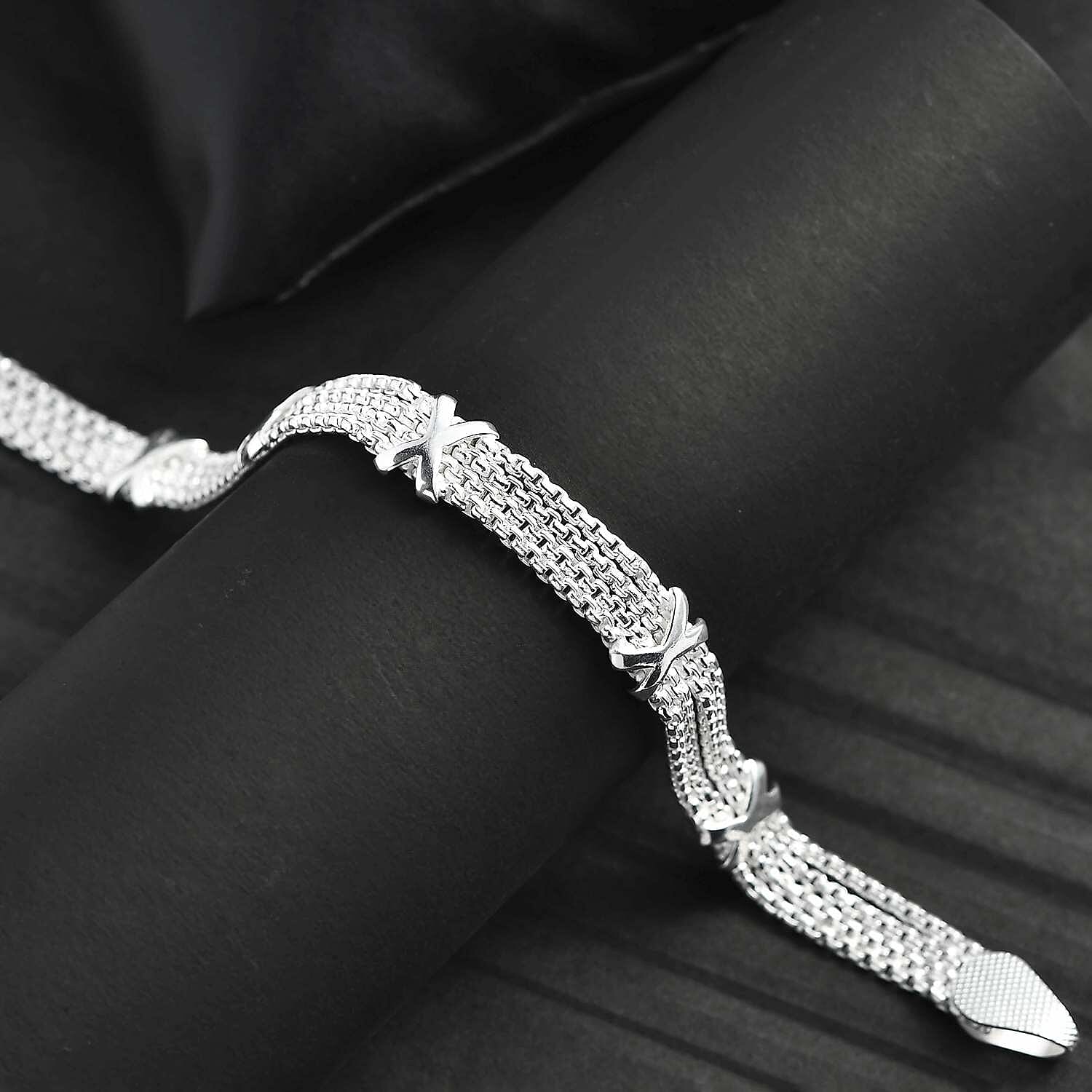 ONE TIME CLOSEOUT - Designer Inspiration - Sterling Silver Kiss Bracelet (Size - 7.5)