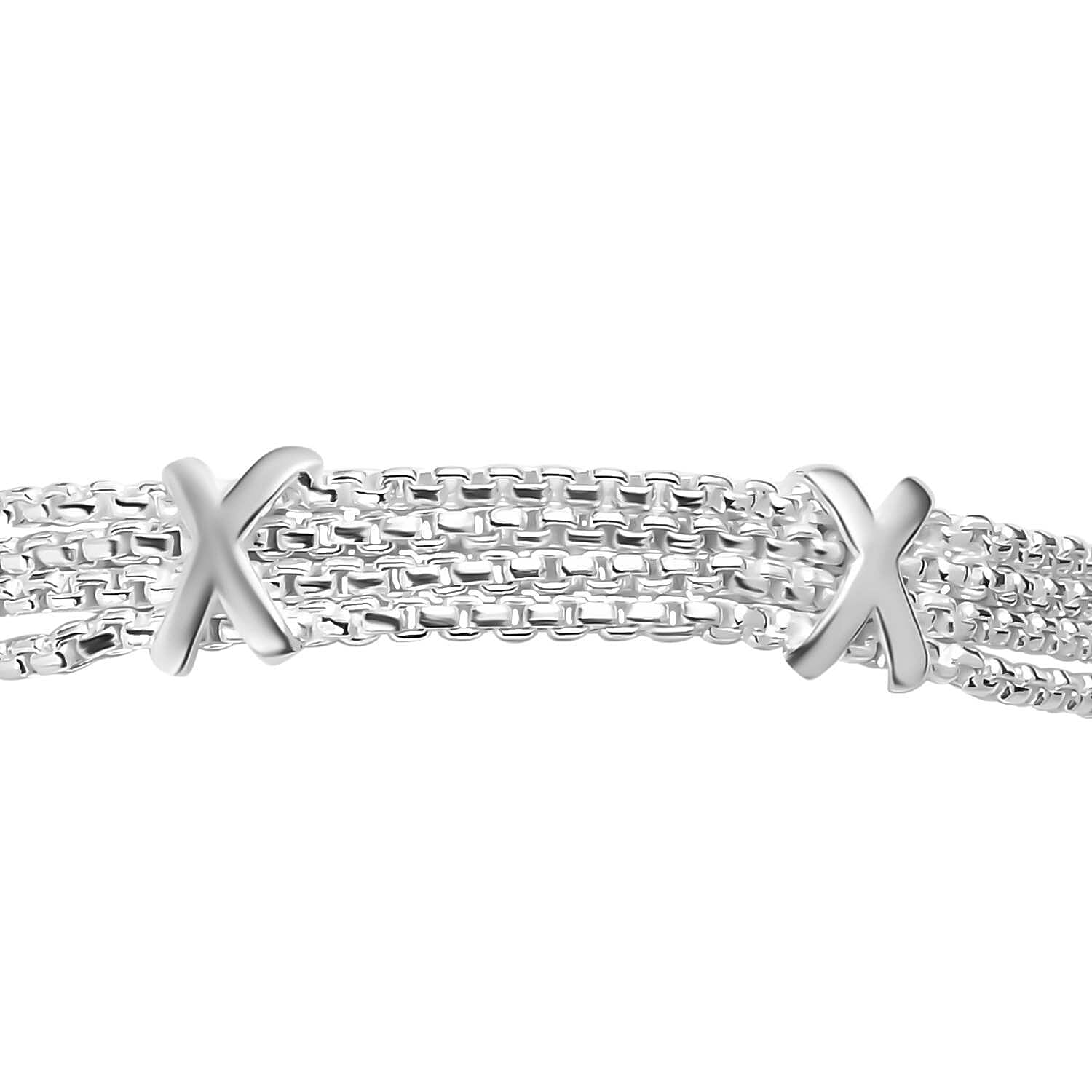 ONE TIME CLOSEOUT - Designer Inspiration - Sterling Silver Kiss Bracelet (Size - 7.5)