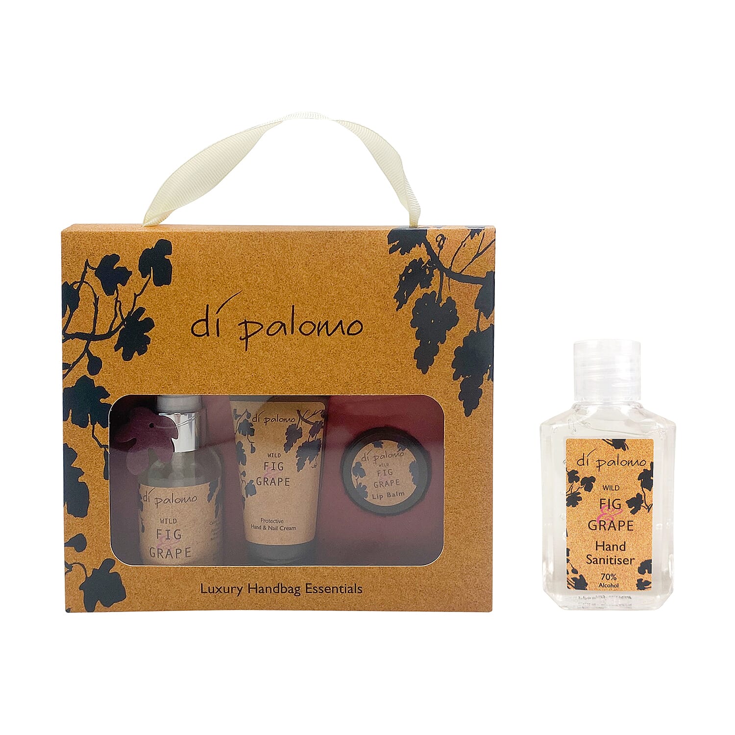 Di Palomo - Fig & Grape - Luxury Handbag Essentials - (Includes 60ml Body Mist, 30ml Hand & Nail Cream & 10ml Lip Balm - Hand Sanitiser 30ml)