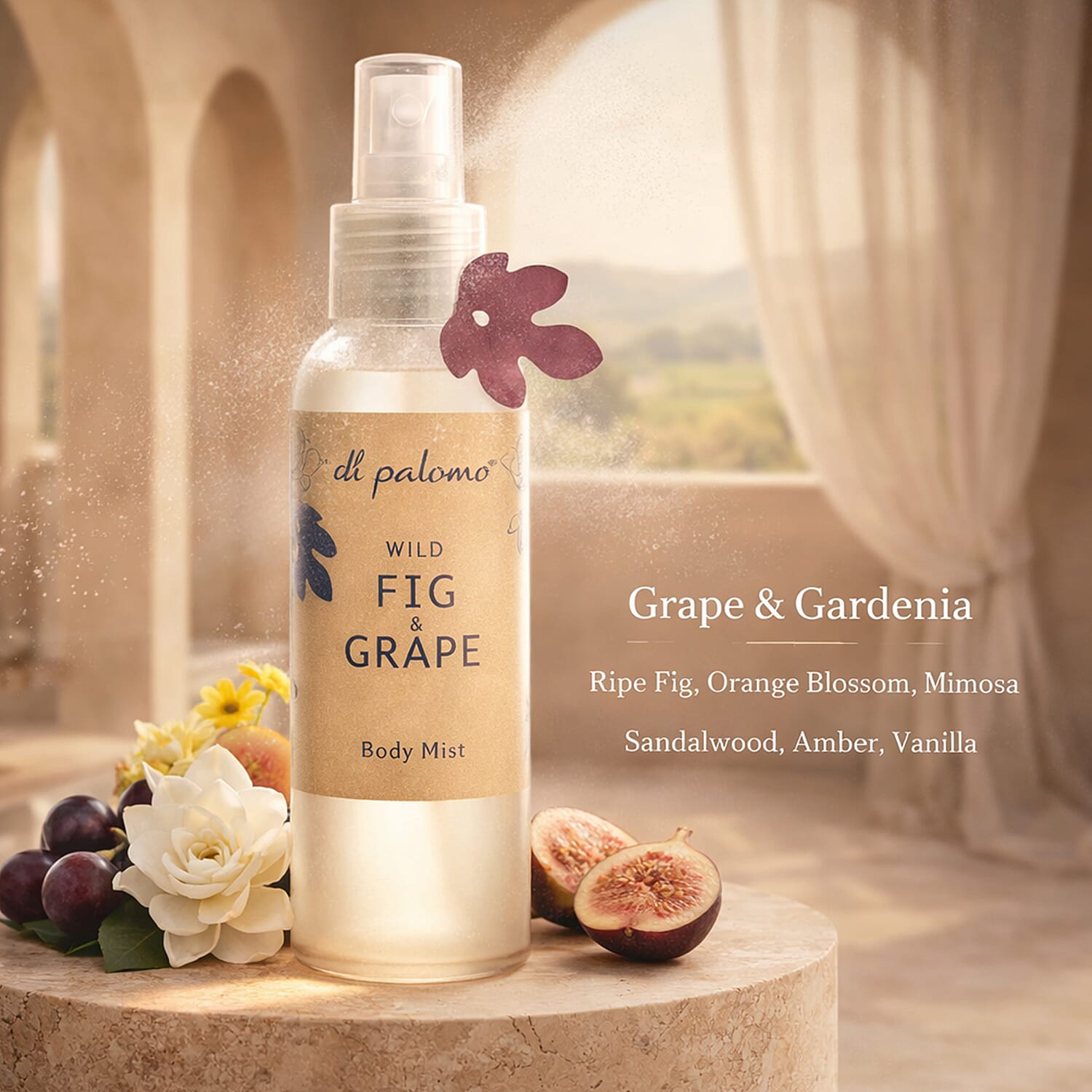 Di Palomo - Fig & Grape - Luxury Handbag Essentials - (Includes 60ml Body Mist, 30ml Hand & Nail Cream & 10ml Lip Balm - Hand Sanitiser 30ml)