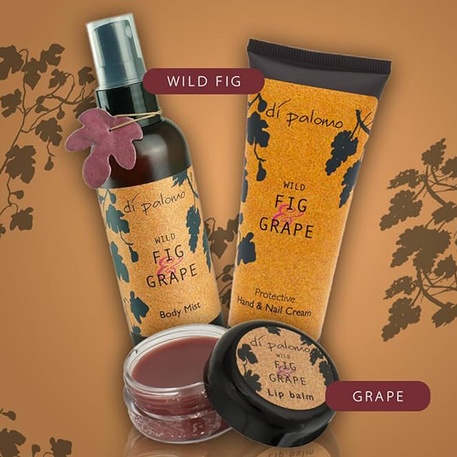Di Palomo - Fig & Grape - Luxury Handbag Essentials - (Includes 60ml Body Mist, 30ml Hand & Nail Cream & 10ml Lip Balm - Hand Sanitiser 30ml)