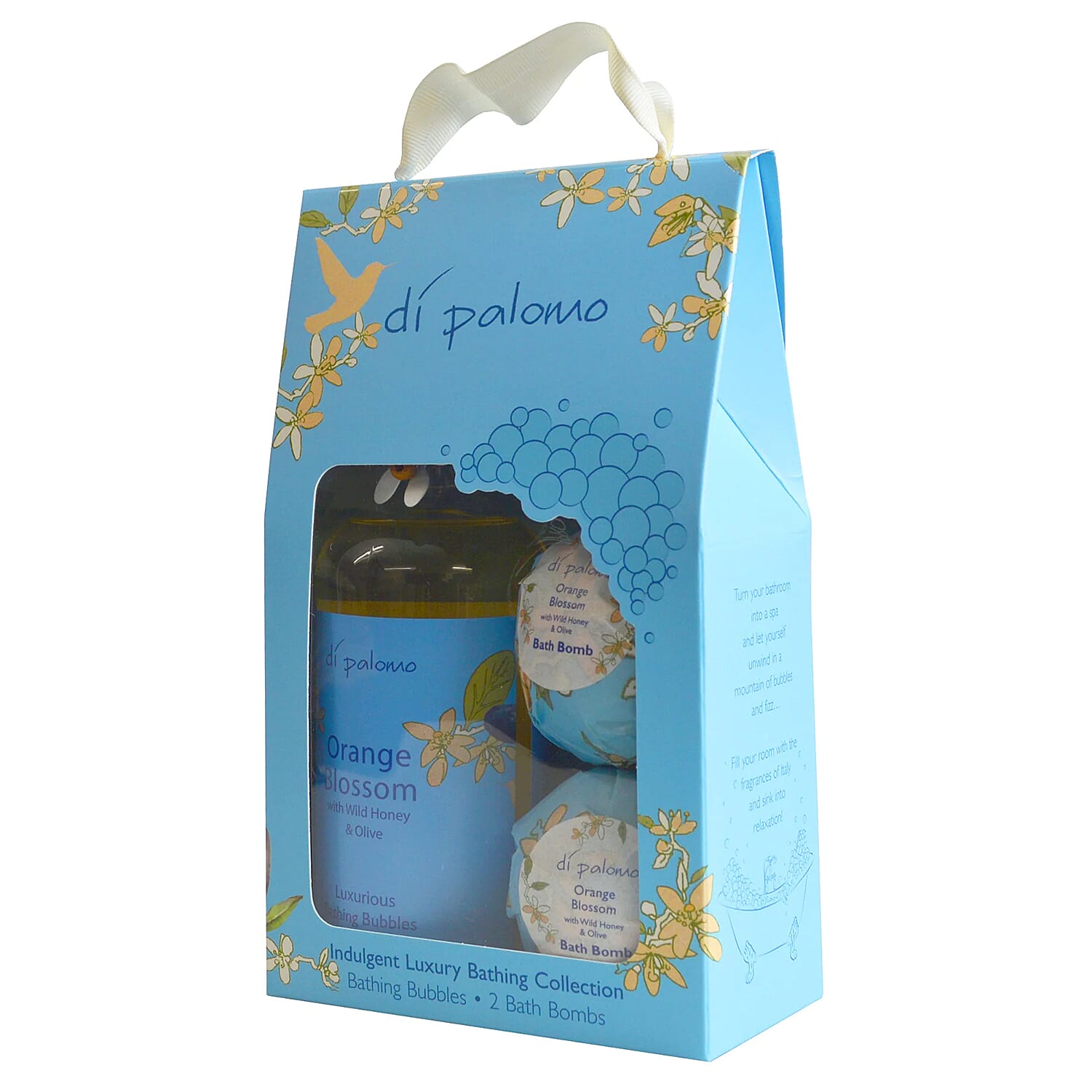 Di Palomo - Orange Blossom - Luxury Bathing Collection (Includes Bath Honey 300ml, 100g Soap, Bathing Bubbles 300ml and 2 x Bath Bombs)
