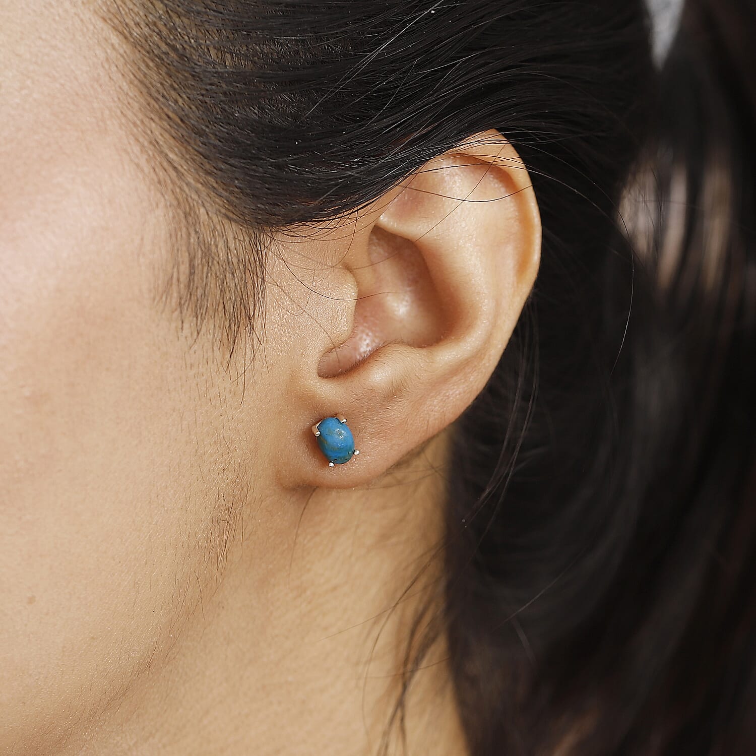 Opalina Solitaire Stud Push Post Earring in Sterling Silver 1.36 Ct.