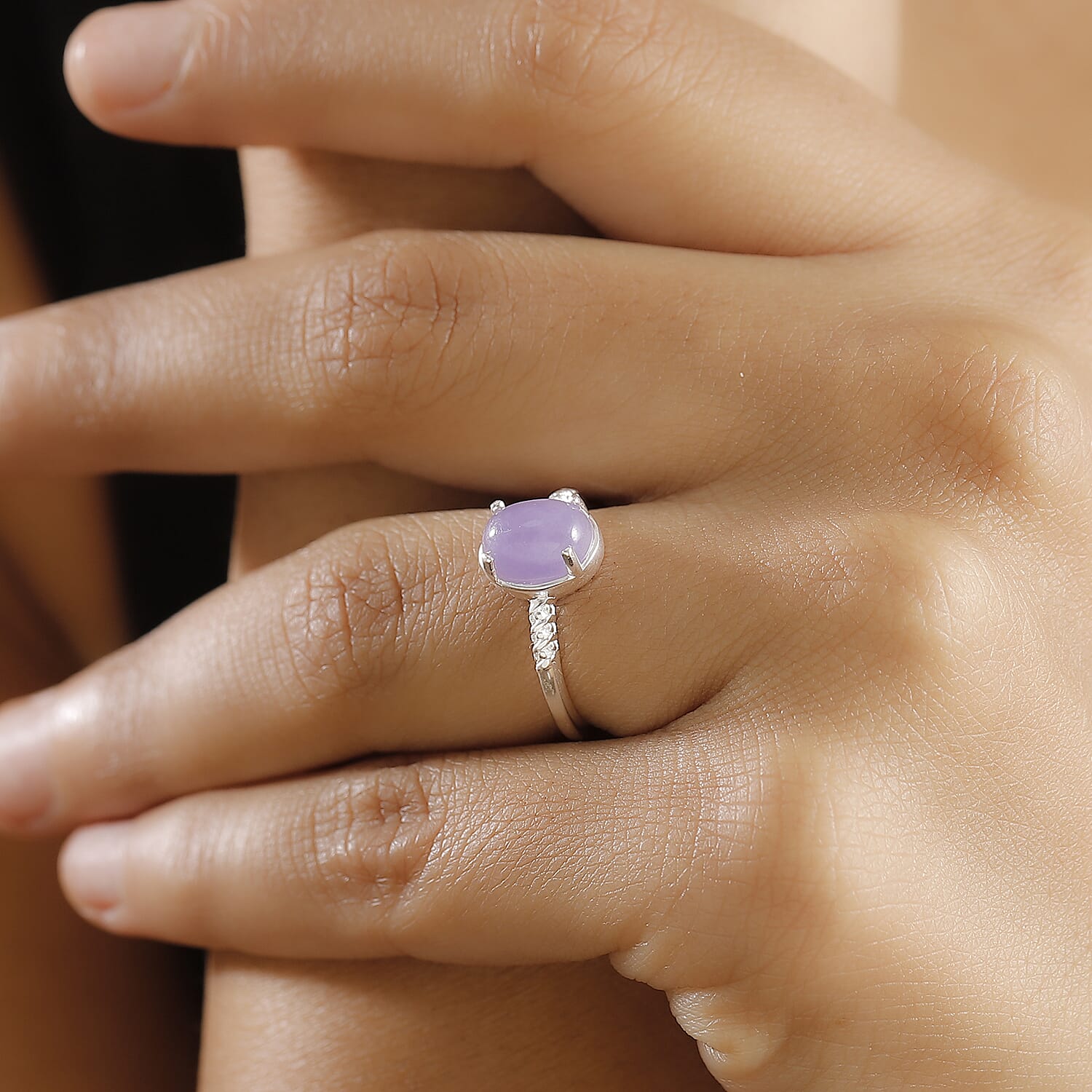Purple Jade Ring in Sterling Silver 2.23 Ct.