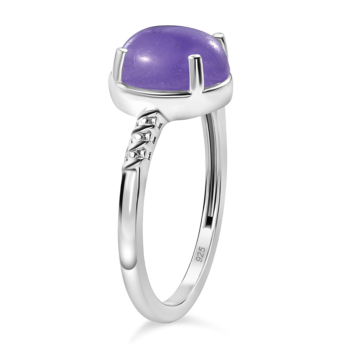 Purple Jade Ring in Sterling Silver 2.23 Ct.