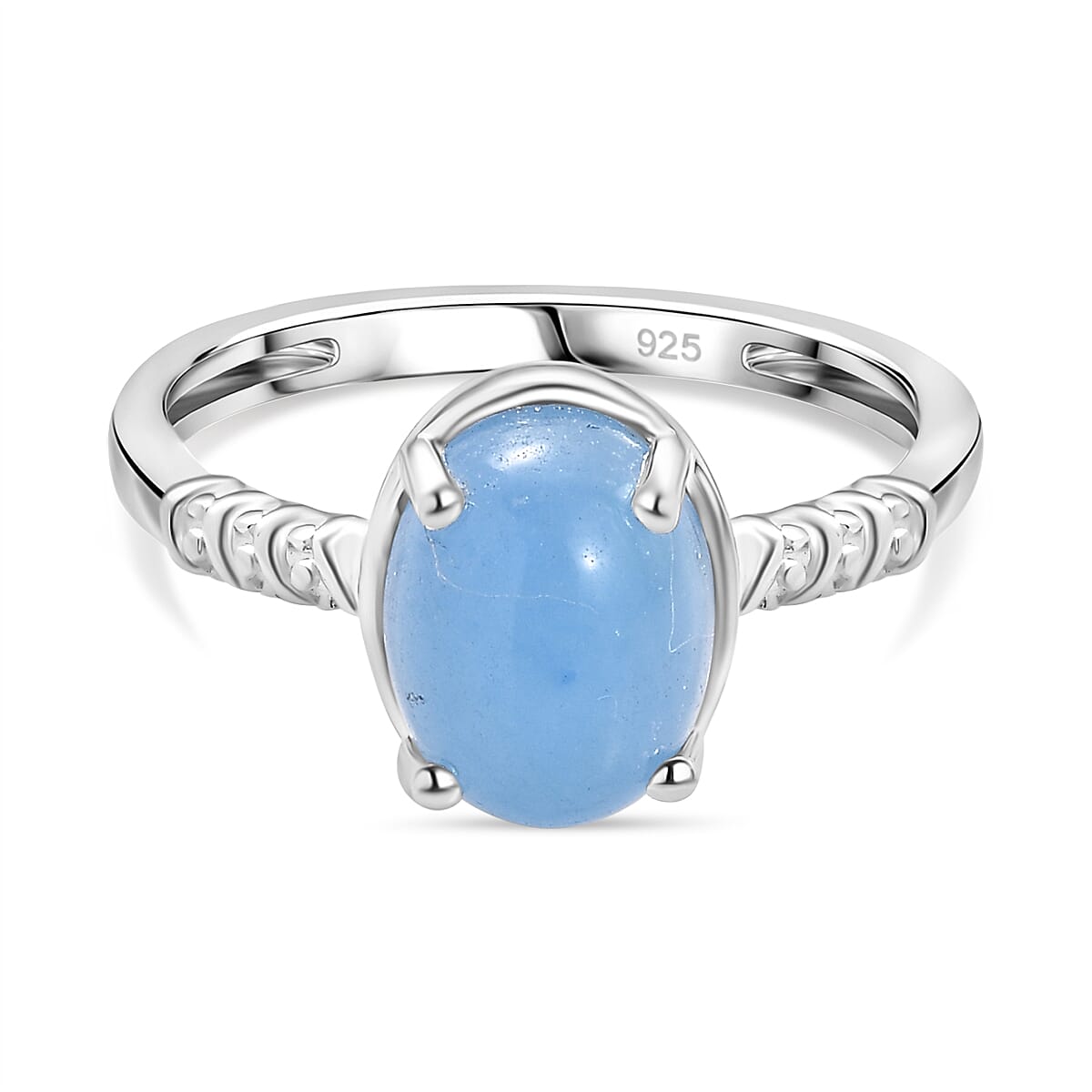 Blue Jade Ring in Sterling Silver 2.68 Ct.