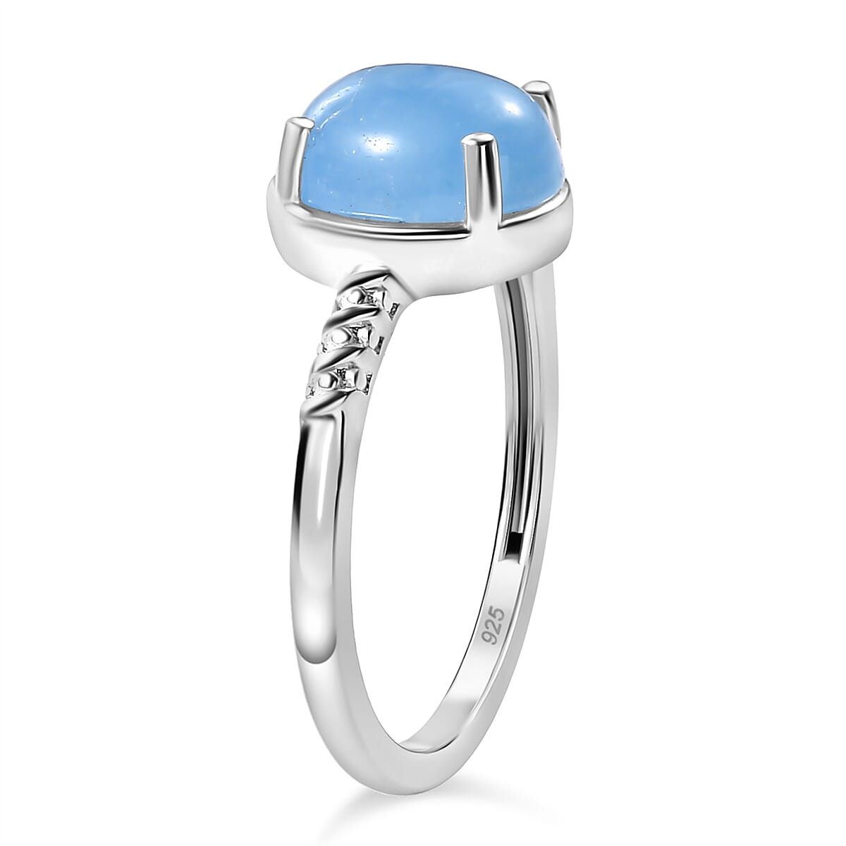 Blue Jade Ring in Sterling Silver 2.68 Ct.