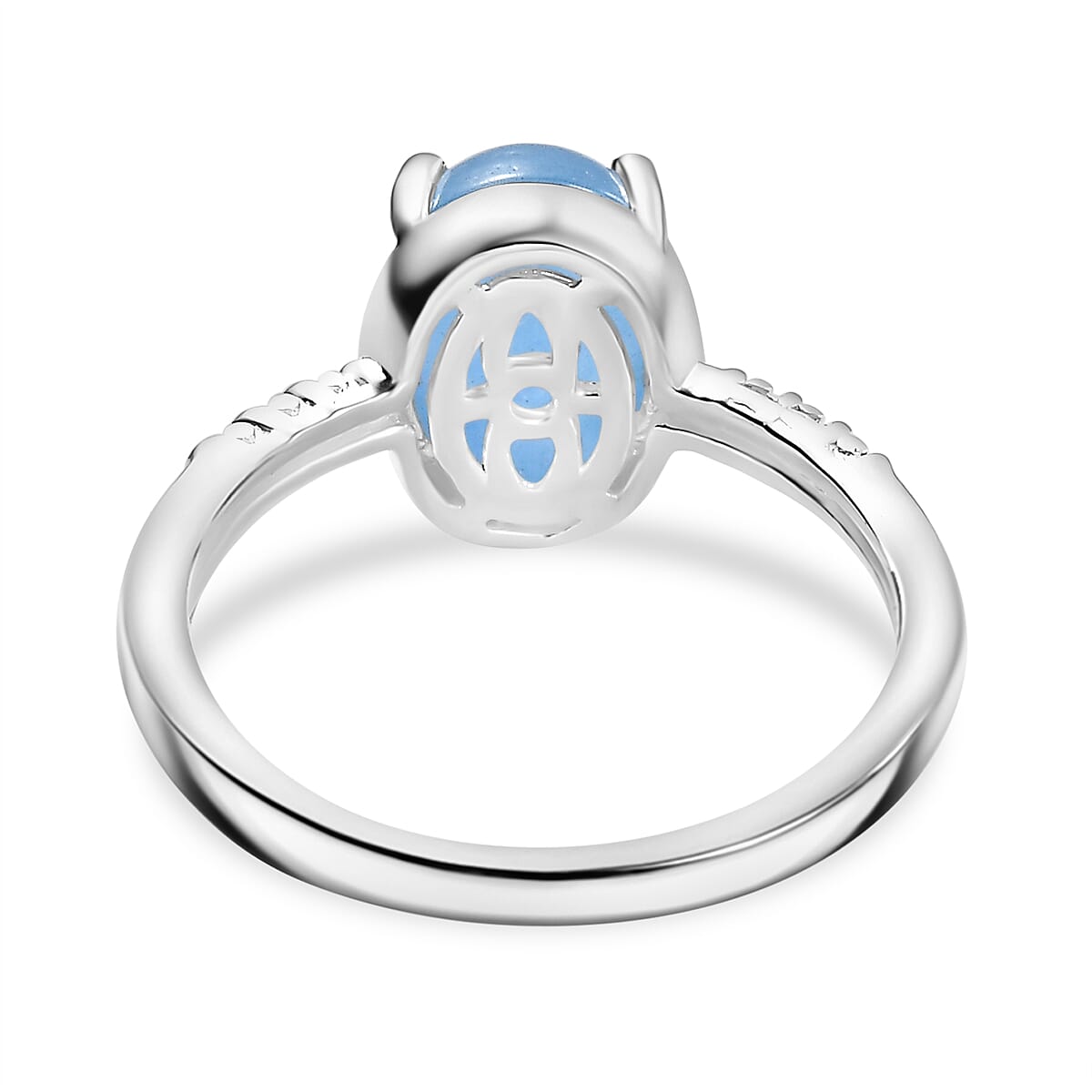 Blue Jade Ring in Sterling Silver 2.68 Ct.