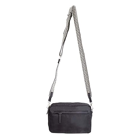 Nicole Brown Nylon Aztec Crossbody Bag - Black