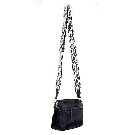 Nicole Brown Nylon Aztec Crossbody Bag - Black
